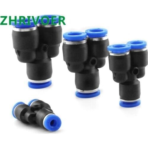 10Pcs OD 4 6 8 10 12MM "Y" Pneumatic Connector Tee Union Push In Fitting for Air Pipe joint
