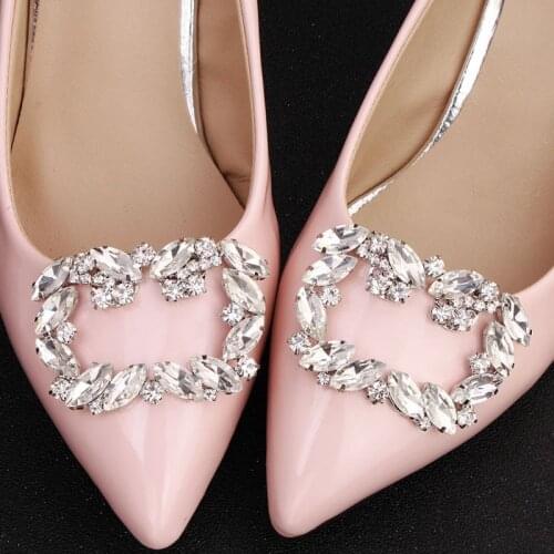2pcs Shoe Clip Shoes Decoration High Heel Clips Rhinestone Glitter Alloy Glow Luxury Fashion Party Women Supplies DIY Sandal