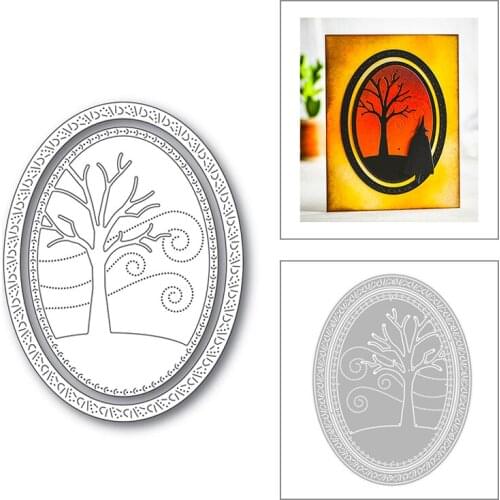 2020 New Oval Frame Edge Embossing Tree Metal Cutting Dies For DIY Background Album Greeting Card Scrapbooking Making No Stamps