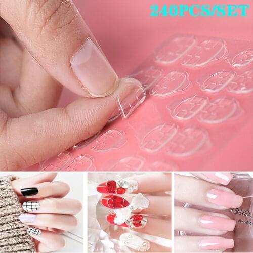 240pcs Double Side Adhesive Glue Tape Nail Foil Stickers Transparent False Fake Nails Art Decoration Tools Naklejki Na Paznokcie