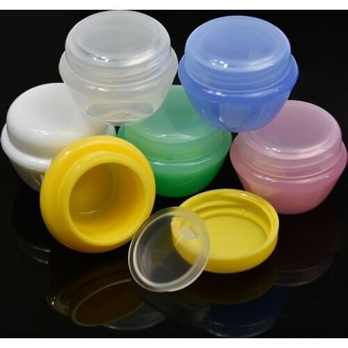 5pcs Cosmetic Sub Travel Bottles white/pink/clear/blue/green/yellow 5g Plastic Empty Makeup Cream Container Pot Ja H