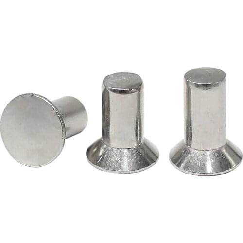 50pcs M2 304 stainless steel countersunk rivets flat solid percussion rivet knock rivetings tap riveting GB869 3mm-16mm length