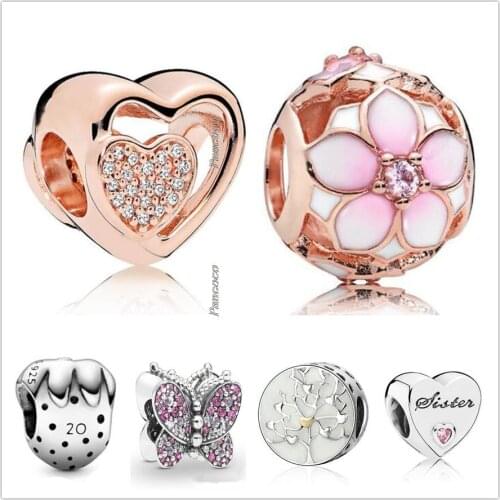 Authentic 925 Sterling Silver 2020 Limited Edition Strawberry Charm Beads Fit Women Pandora Bracelet & Necklace Jewelry