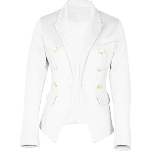 Women Blazer Autumn Solid Color Slim Coat Suit Jacket Double-breasted Business Outerwear Long Sleeve Stylish Tops костюм женский