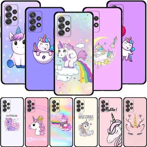 Cover For Samsung Galaxy A51 A71 A41 A31 A11 A01 A72 A52 A42 A32 A22 A21s A02s A12 A02 Shell Capa Case Cute Cartoon Unicorn