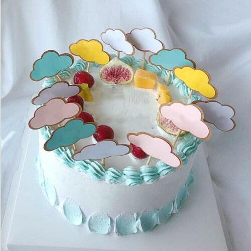 Kraft paper cloud double layer cake insert card Happy Birthday Cake Birthday party Dessert decoration