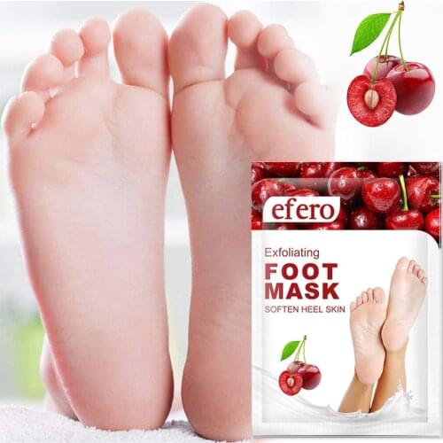 EFERO Cherry Feet Mask Peel Moisturizing Mask Pedicure Socks Foot Cream Heels Peeling Exfoliating Foot Mask Dead Skin Removal