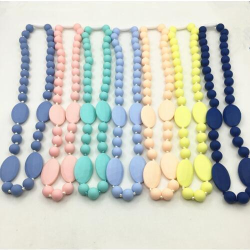 Fashion Silicone necklace Baby Teething Necklace Teether Necklace Silicone Teether Silicone Beads colorful teeth BPA Free