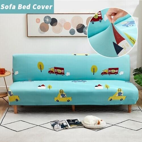 Cartoon Car Prints Elastic Folding Seat Slipcovers Armless Sofa Bed Cover Removable Dust-proof Couch Sofa Covers for Living Room