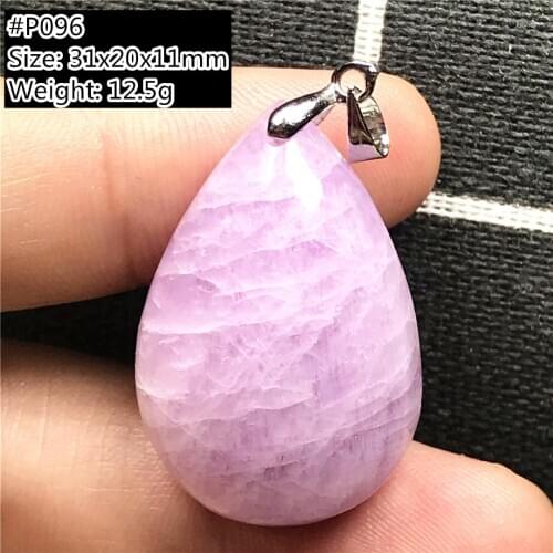 Real Natural Purple Kunzite Pendant Jewelry For Women Man Gift Crystal Stone Silver 31x20x11mm Beads Water Drop Gemstone AAAAA