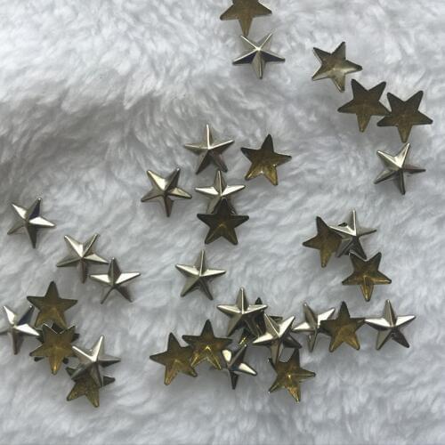 New 8mm silver Copper five-pointed star hot fix Hotfix Iron On nailhead panel pressing Studs Punk Rock DIY Spikes 15pc/lot