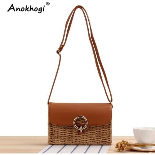 New Style Lock Straw Sling Bag Weave Box Women Vintage Shoulder Weave Handmade Bag ML163