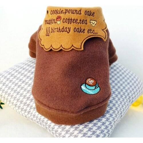 Pet Dog Cat Clothes Winter Warm Coat Dog Clothes For Small Dogs Coffee Color Letter Embroidery Woolen Jacket For Chihuahua Puppy