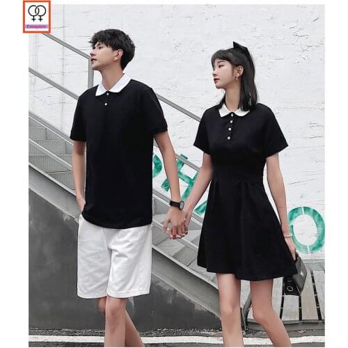 Matching Couple Clothes Lovers Outfits Valentines Days Cute Holiday Date Girls Cotton Honeymoon Casual Black T Shirt Dress