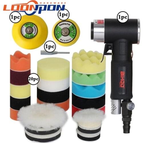 Air Sander Polishing Machine 2/3 Inch Polishing Pad Sponge Disc Set Pneumatic Polishing Grinder Car Track Polishing Machine
