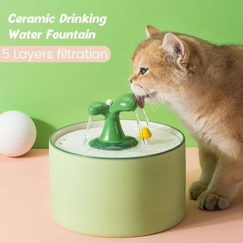 Electric Ceramic Cat Drinking Water Fountain For Cats Dogs Drinking Bowl Automatic Cat Water Fountain Dispenser Pet Bowl 1/1.5L