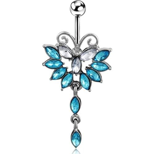 Sexy Belly Button Rings Dangle Surgical Steel Cool Crystal Belly Piercing Ring Simple