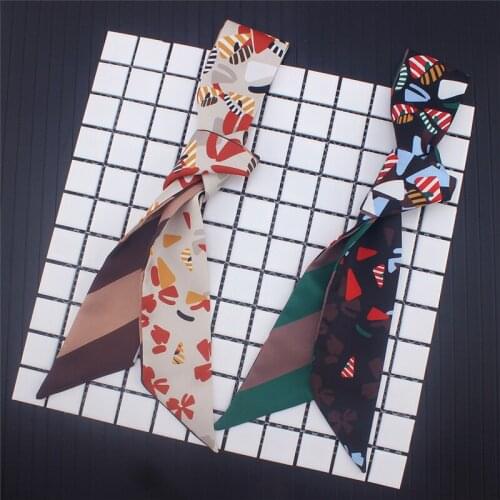 Brand womens summer scarf 2021 designer bee twill satin headscarf tied handbag ribbon bow fashion ladies silk hair band M-E17