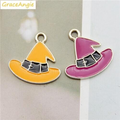 6pcs Enamel Alloy Hat Charms Cute jewelry Hyperbole Necklace DIY Women earrings Metal Bracelet Gift Keychain Handmade Gift Cute