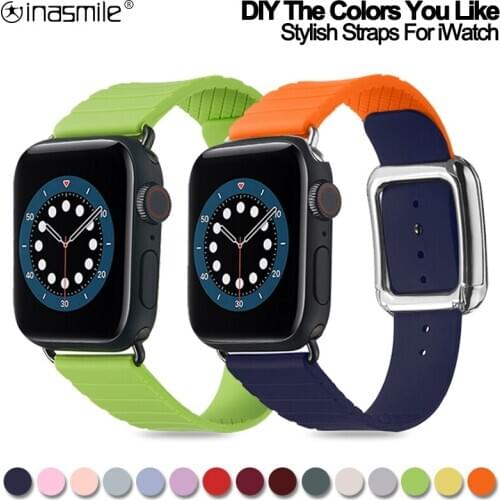 Pretty DIY Silicone Strap For Apple Watch 6 5 4 3 SE band 40mm 44mm smartwatch wristband Sport bracelet iWatch serie 38mm 42mm