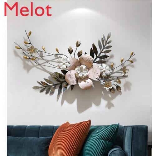 Modern Wall Wrought Iron 3D Simulation Flowers Plant Wall Mural Crafts Decoration Home Porch Wall Hanging Ornament Art