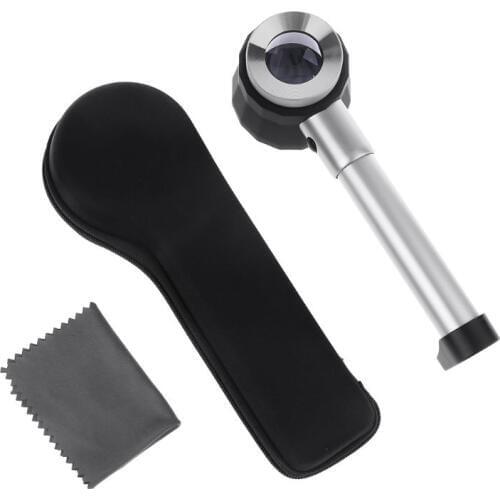 10X Magnifier Loupe Lens with Scale LED Light Handheld Reading Holding Metal Magnifying Glass for textile print jewelry repair