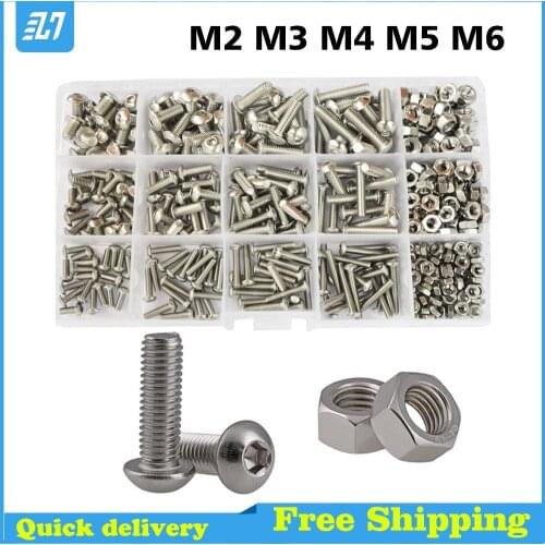 Hex Button Socket Head Cap Screw Metric Thread Hexagon Allen Machine Bolt Assortment Kit M2 M3 M4 M5 M6