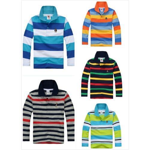 High quality Boys polo shirt brand childrens long-sleeved shirt warm cotton T-shirt 3-12 years 6 styles