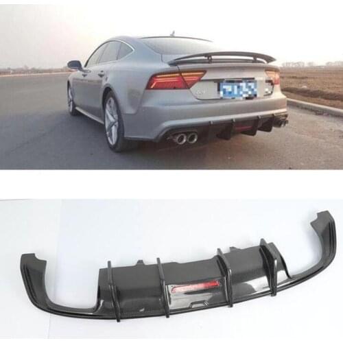 For Audi A7 S Line S7 RS7 2016 2017 2018 2019 Real Carbon Fiber Rear Diffuser Lip Spoiler High Quality Car Bumper Accessories