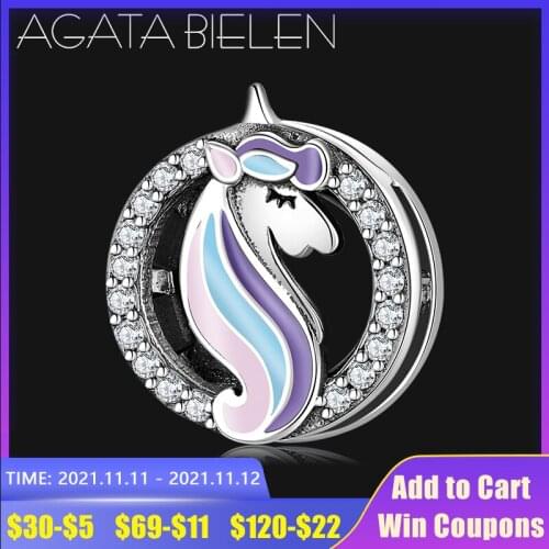 925 Sterling Silver Colored enamel fairytale Unicorn Clips Bead fine Jewelry making Fit Original Reflection Charms DIY Bracelet