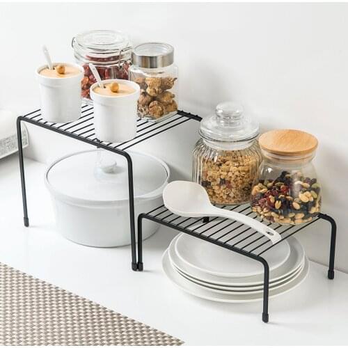 Iron Pot Rack Kitchen Storage Rack Closet Shelf Cabinet Layered Rack Holder Seasoning Bottles Shelves Bathroom Organizer