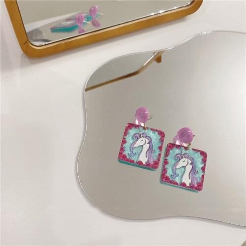 Acrylic Colorful Horse Print Women Summer Earring