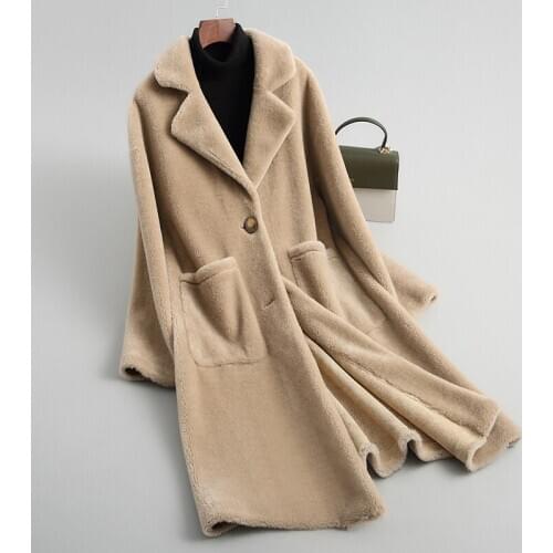 Shearing Sheep Women Coats 2020 Real Wool Fur Coat Female Thick Warm Winter Jacket Women Outerwear WYQ2054
