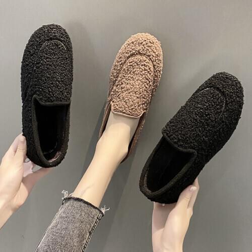 2020 Autumn Peas Shoes Womens Fluffy Thick Casual Pregnant Women Fashion Luxury Woman Shoes flats shoes