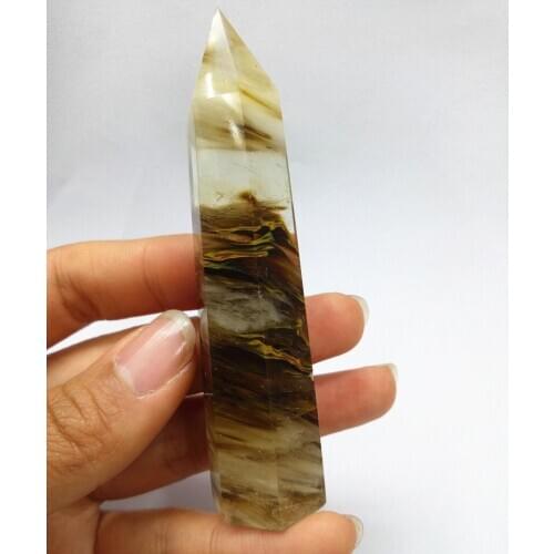1pcs wholesale stripe smelt crystal point wand melting quartz points healing wand 7-9cm