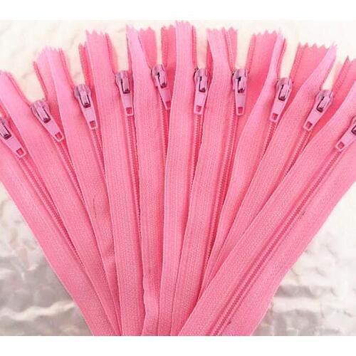 10 pieces. 25 cm (10 inches) Pink Nylon Zippers Tailor Sewer Craft Crafters & FGDQRS