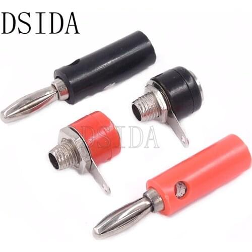 10PCS Banana plug 4mm Banana male plug and Banana female plug socket connector Red and black Banana Head New And High Quality