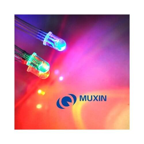 1000pcs 5mm RGB LED Common Cathode 4pin Red Green Blue LED Round Tricolor 20mA LED Light Emitting Diode 5 mm Transparent Lamp