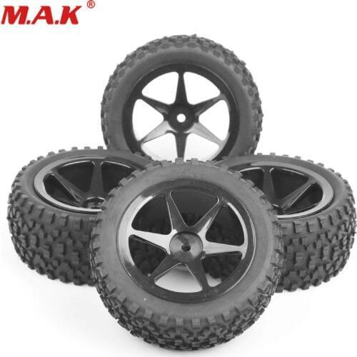 12mm Hex 4 PCS/Set 6mm offest Rubber Front&Rear Tires Wheel Rim For RC 1/10 Buggy Off-Road Car 25036+27011