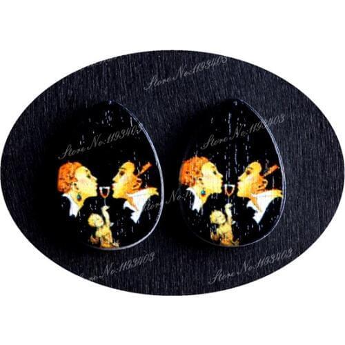 13x18mm Tear Drop Shape Painted Wood Laser Cut Cabochon to make DIY Rings, Earrings, Brooch, Necklace pendant