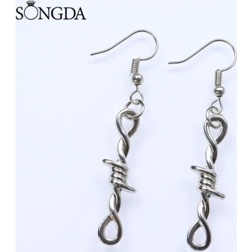 2021 Trendy Barbed Wire Little Thorns Dangle Earrings for Women Hip-hop Gothic Punk Style Drop Earrings Jewelry Decorations Gift