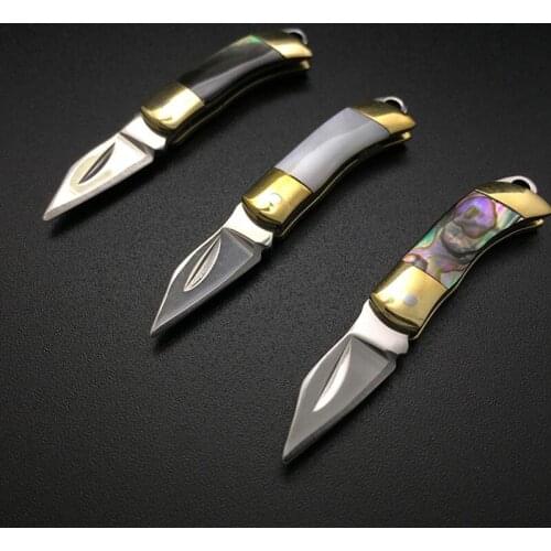 3CM MINI Shell Folding Knife Pocket Keychain Portable Brass Folder Knife Outdoor CampingTactical Rescue Tools Hunting EDC Knife
