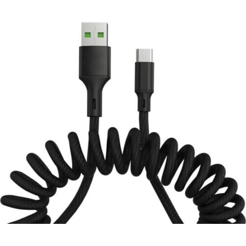 5A Spring Extension Micro USB Type-C Fast Charging Data Cable Phone Charger Cord
