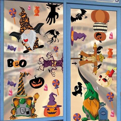 94 Pieces Halloween Wall Sticker Double Sided Printing Window Clings Decals Decoration Removable House Holiday Decor Sticker