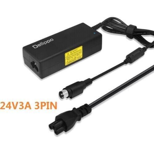 Delippo 24V 3A 3PIN 72W AC Adapter Power Supply Charger For Thermal Receipt Printer For EPSON PS180 PS179 NCR RealPOS 7197 POS