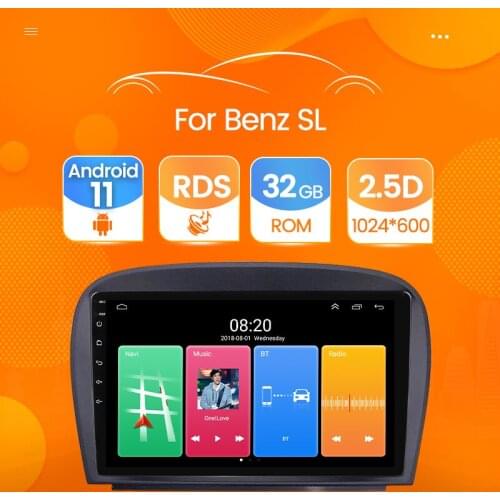 2+32G Car Radio Multimedia Video Player Navigation GPS for Mercedes SL R230 SL350 SL500 SL55 SL600 SL65 Android 11 Stereo Unit