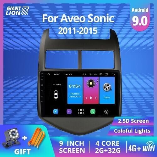 2DIN Android 9.0 Car Radio For Chevrolet Aveo Sonic 2011-2015 Car GPS Multimedia Player GPS Navigation Support DVR DVD Player