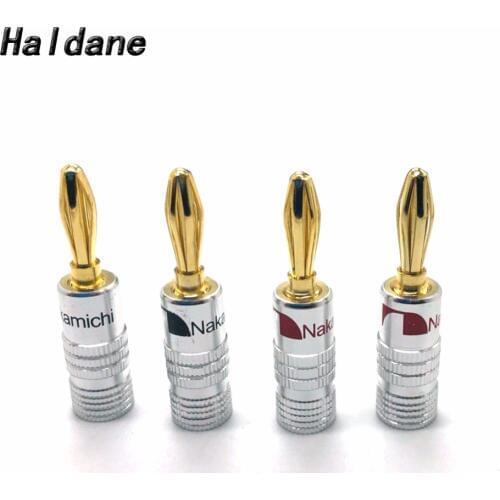 Free shipping Haldane 24K Gold Plated Nakamichi Speaker Banana Plugs Connectors Video Speaker Connector(Black and Red )