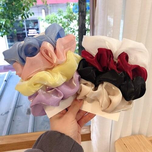 Shiny Solid Color Scrunchies Women Elastic Hair Bands Girl Ponytail Holder Elegant Lady Hair Tie Rope Headband Hair Accessories