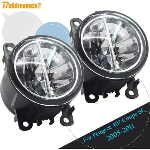 Buildreamen2 For Peugeot 407 Coupe 6C_ 2005-2011 Car LED Lamp Fog Light Daytime Running Lamp DRL White 12V Styling High Bright